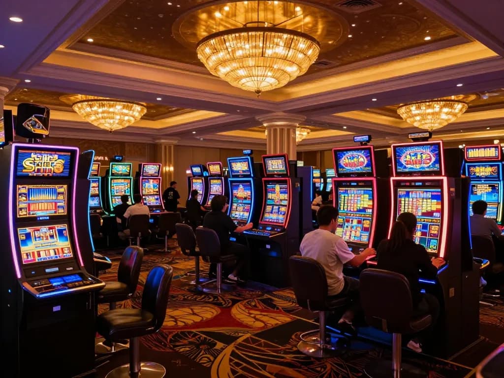75W slot machines creating thrilling gaming experiences in a vibrant casino atmosphere.