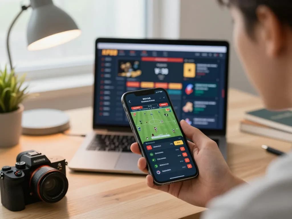 Bet on sports through KP88 using smartphone, showing live match and betting odds.