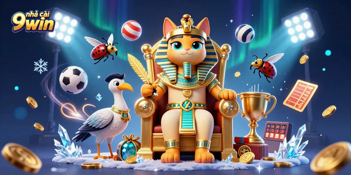 Engage with nhà cái 9win through vibrant 3D illustrations showcasing dynamic sports betting action.