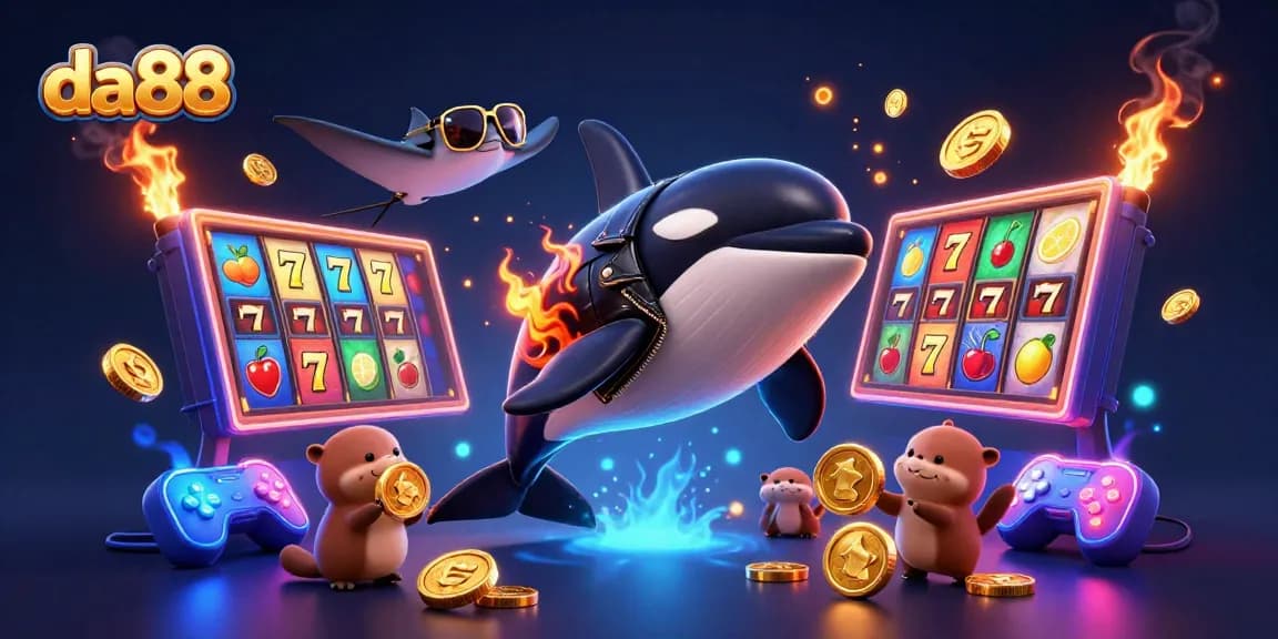 Experience thrilling gameplay with da88 as a vibrant scene filled with animated characters engaging in casino fun.
