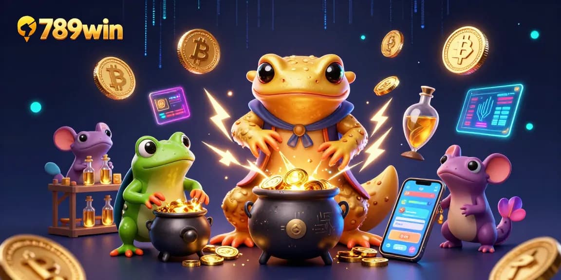 Play and win big at 789win with vibrant casino-themed illustration featuring magical alchemy.