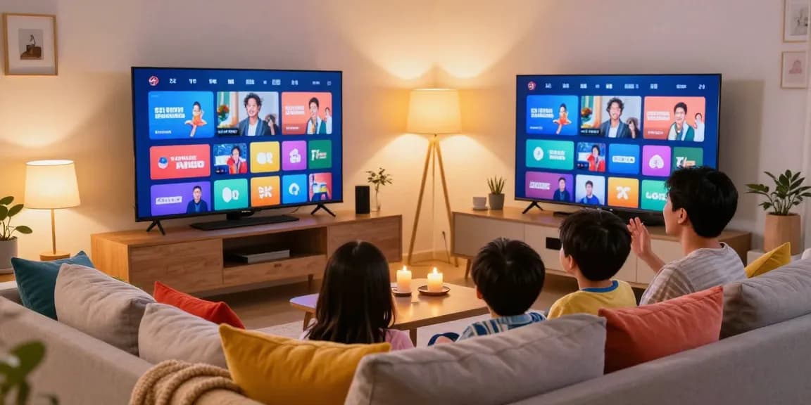 Aproveite o melhor do IPTV no Brasil assistindo com a família na sala de estar.