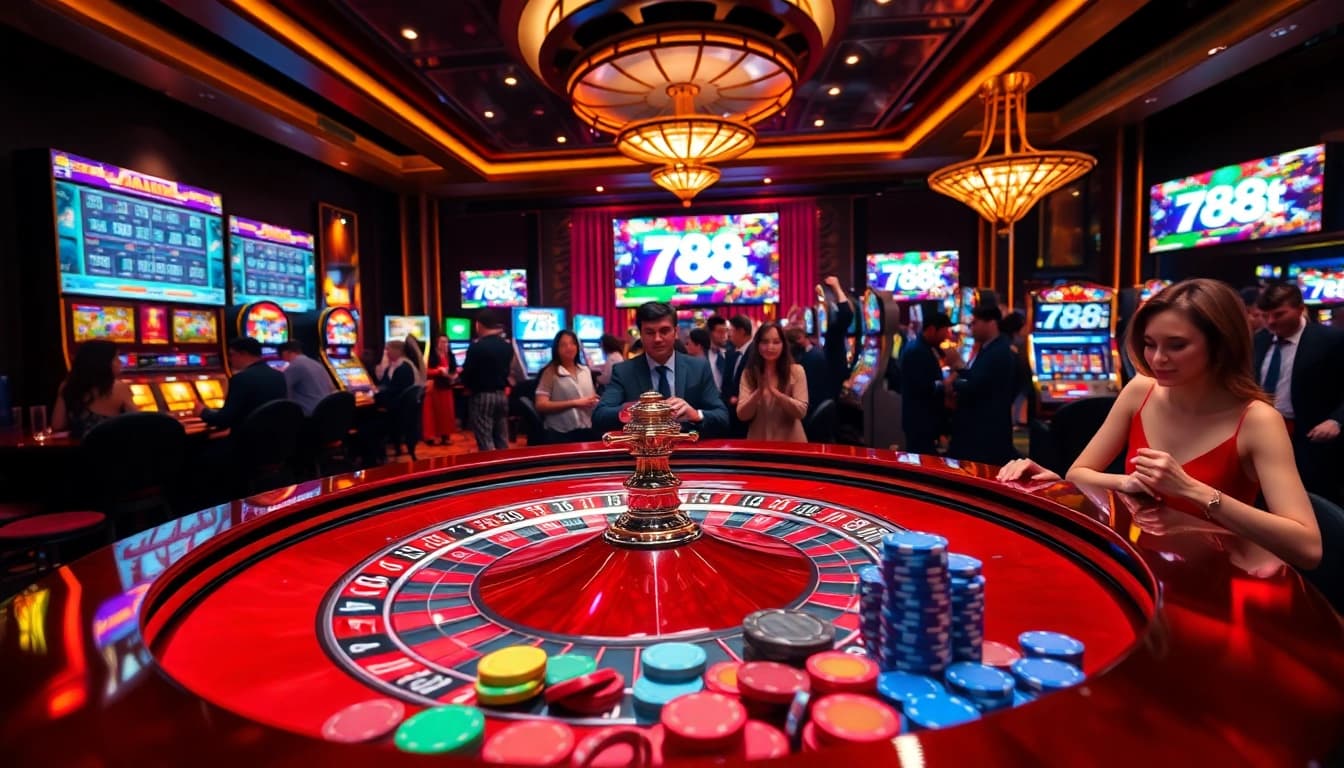Players enjoying exciting games at a vibrant casino table, highlighting 788t's thrilling offerings.