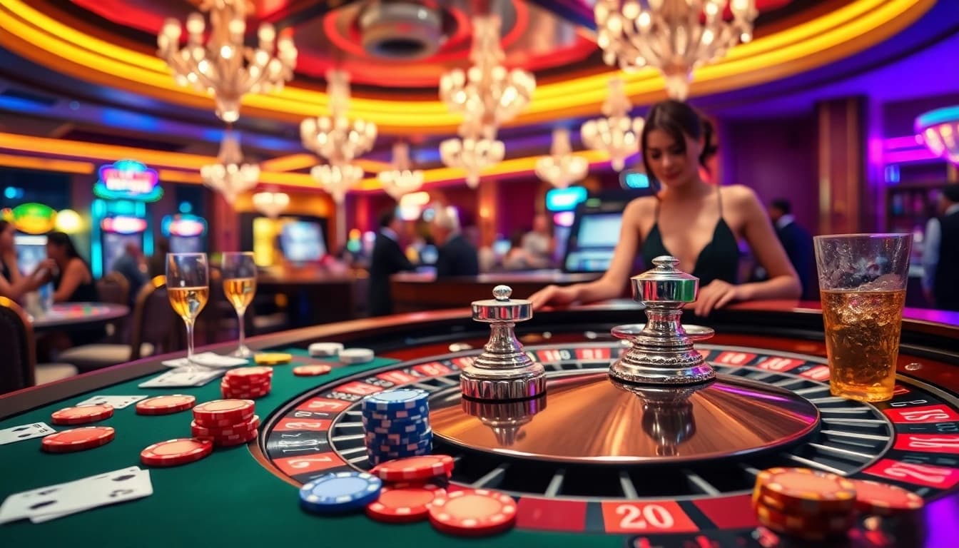 Obtenez les meilleurs bonus casino en ligne avec une belle table de roulette illuminée.