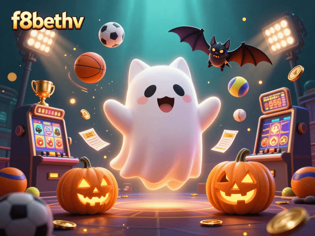 Experience the thrill of f8bethv in a spooky casino setting with vibrant characters and gaming elements.