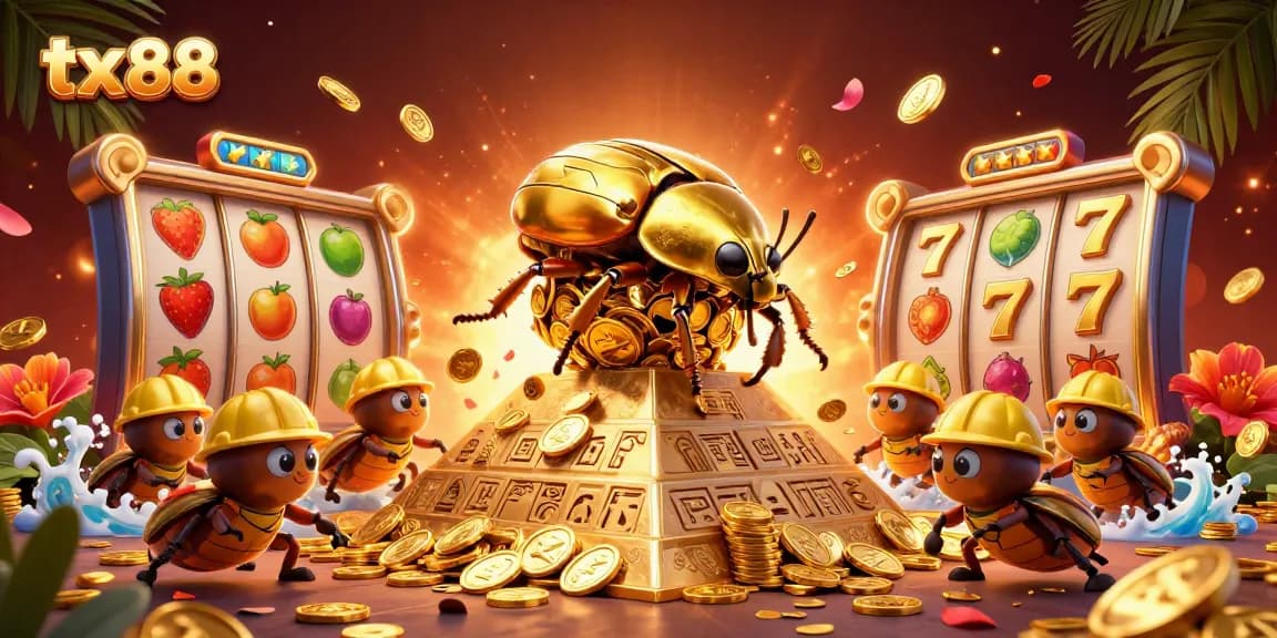 Engage with thrilling tx 88 adventures as golden dung beetles roll in a vibrant casino world.
