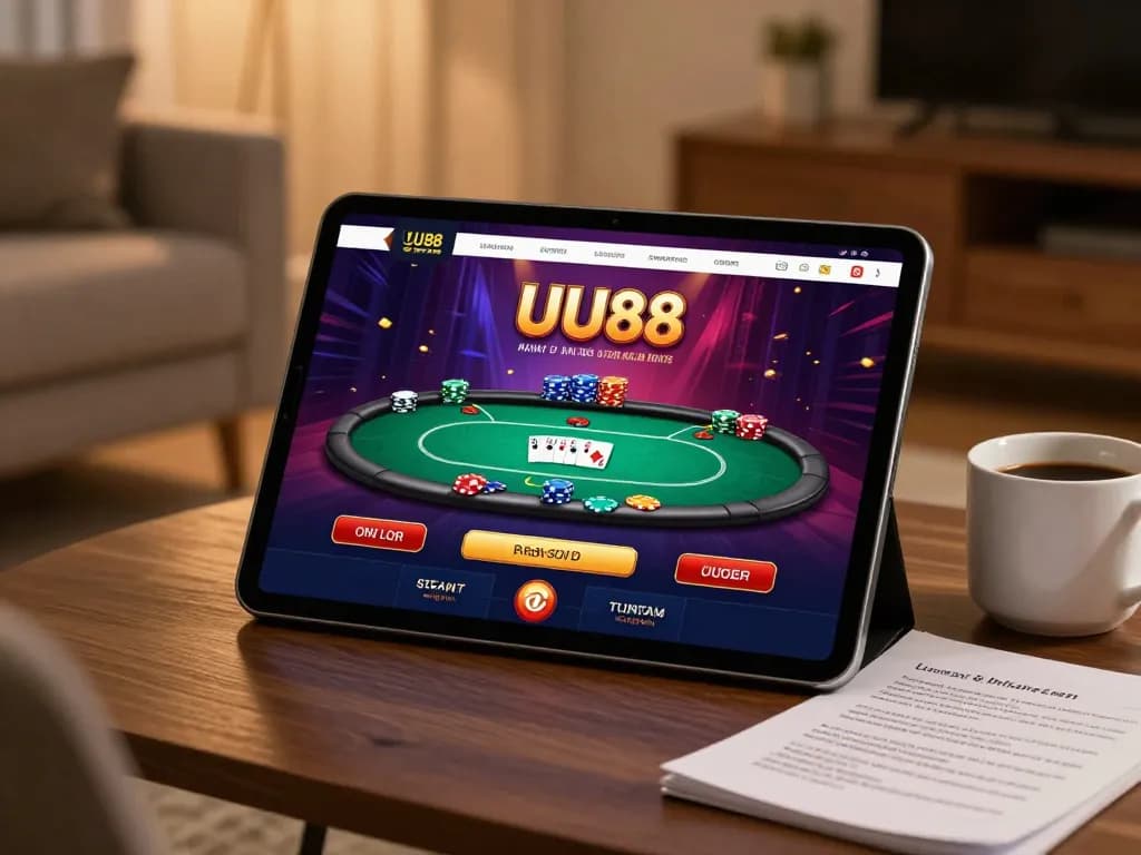 Players enjoying poker on UU88 platform in a cozy home setting, emphasizing online gambling