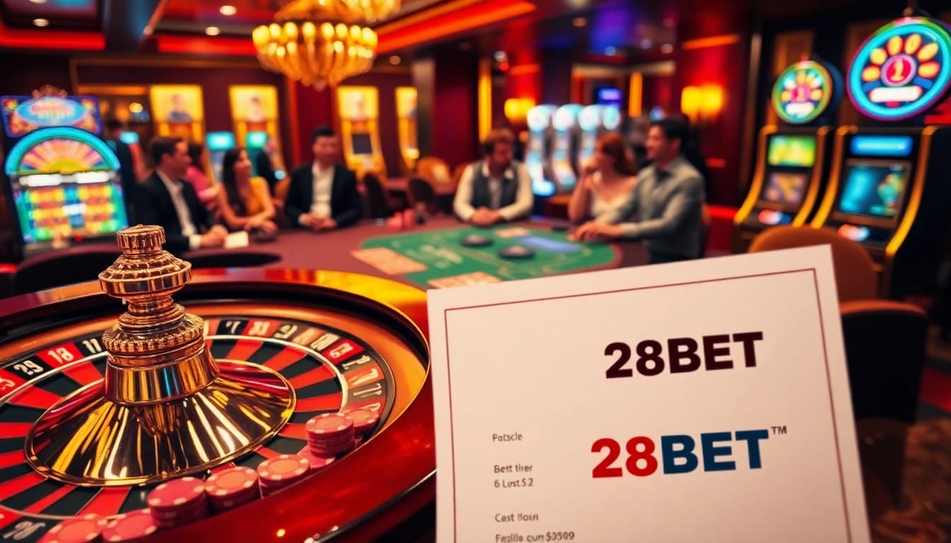 Experience the thrill of casino gaming at 28BET with roulette, poker, and vibrant betting action.
