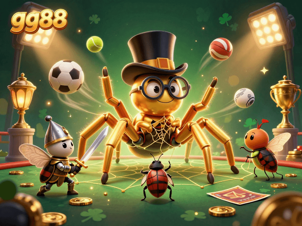 Experience epic betting moments with gg88 as a golden tarantula weaves luck into sports betting.