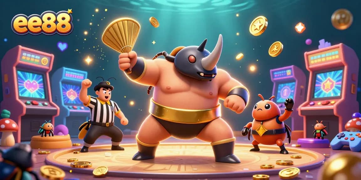 Experience the thrill of ee88 with a unique sumo championship featuring flying coins and vibrant gaming elements.