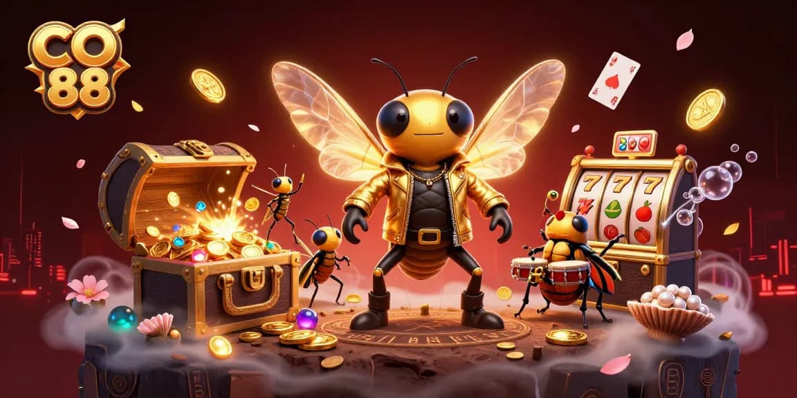 Engage with CO 88 using vibrant visuals of a rock star and treasure in a dynamic casino scene.