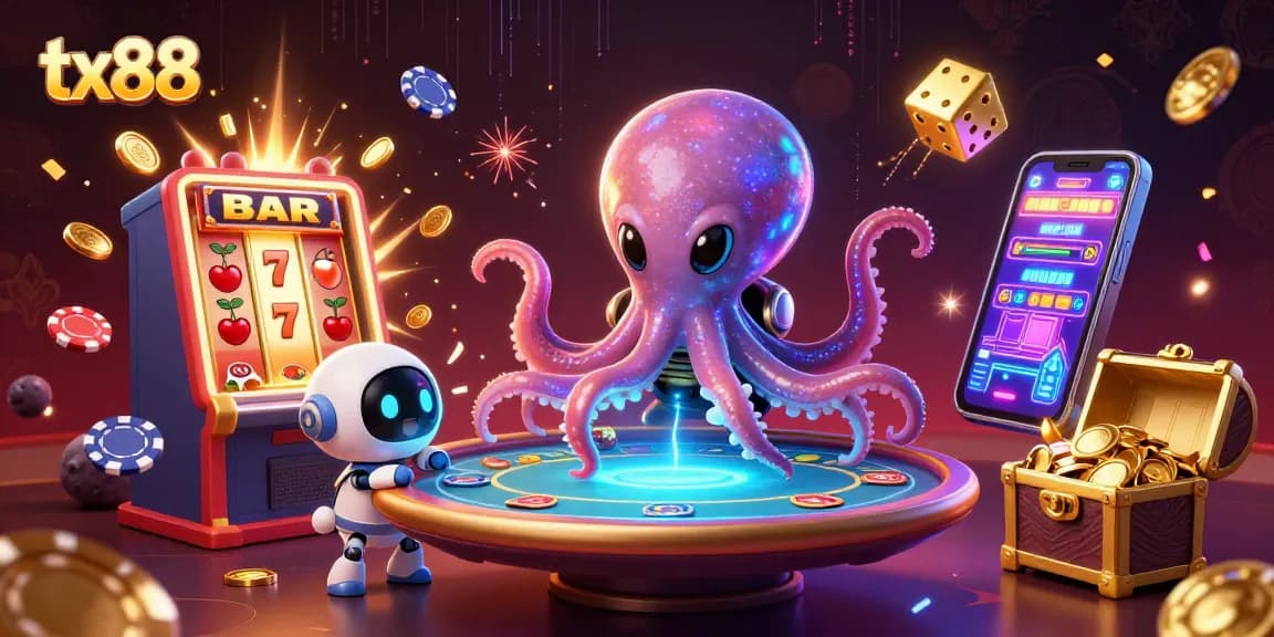 Engage in thrilling gameplay at tx88 with a cosmic octopus and dynamic casino elements.