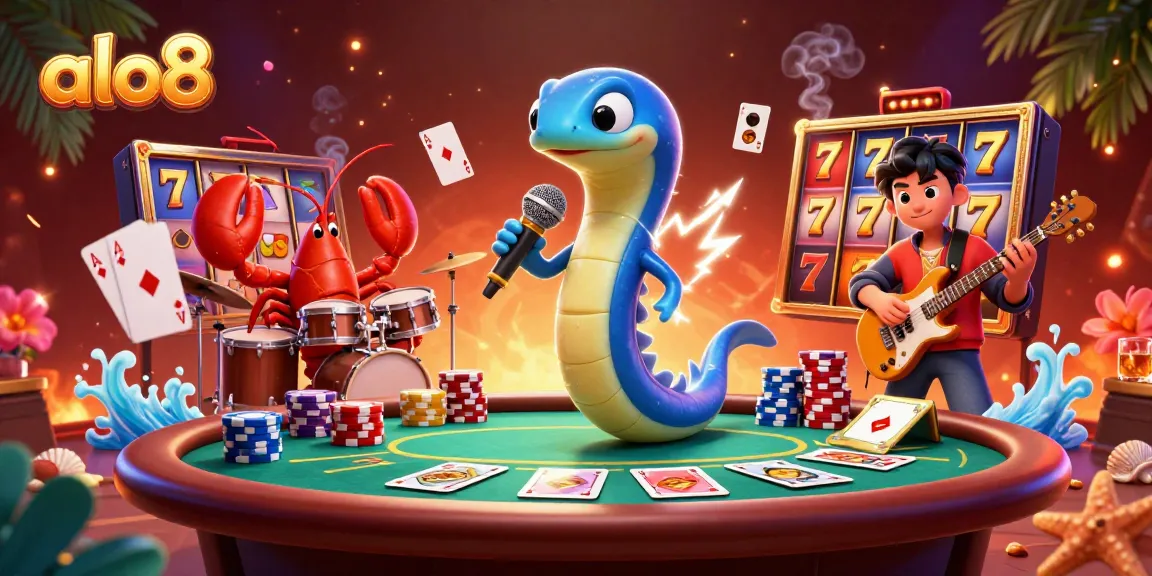 Experience the excitement of alo8 as the DJ eel energizes the underwater casino stage with vibrant game elements.