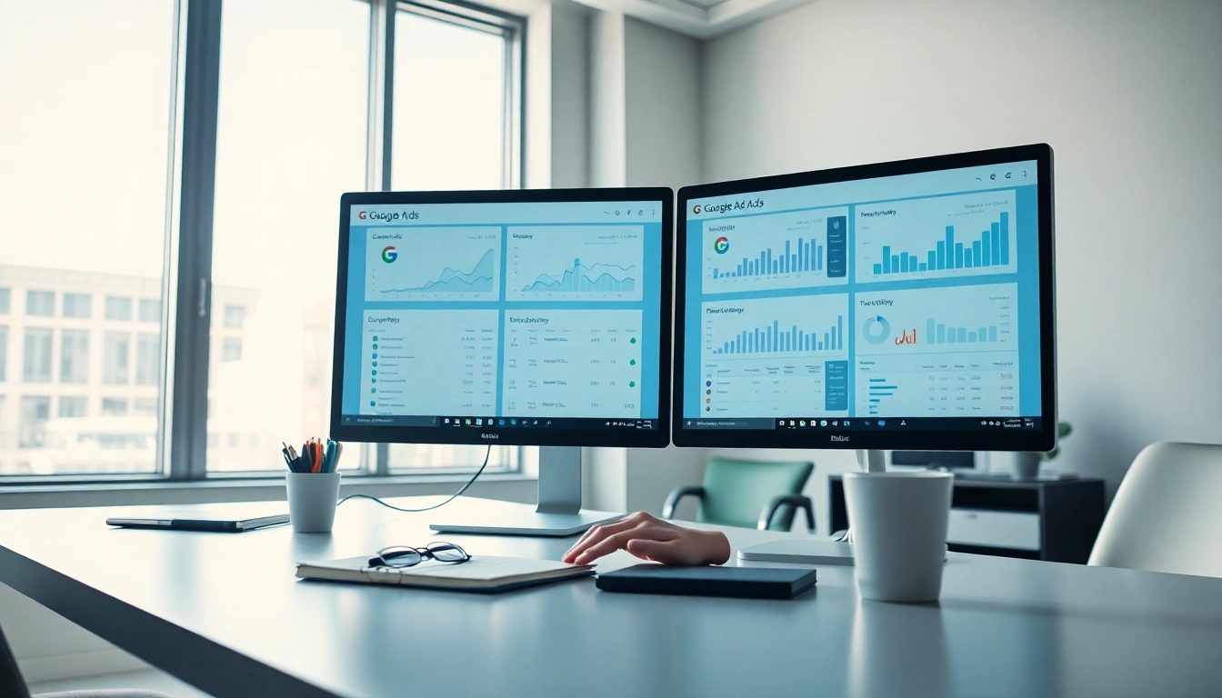 Analyze google ads edmonton performance metrics in a modern office setting for effective marketing strategy.