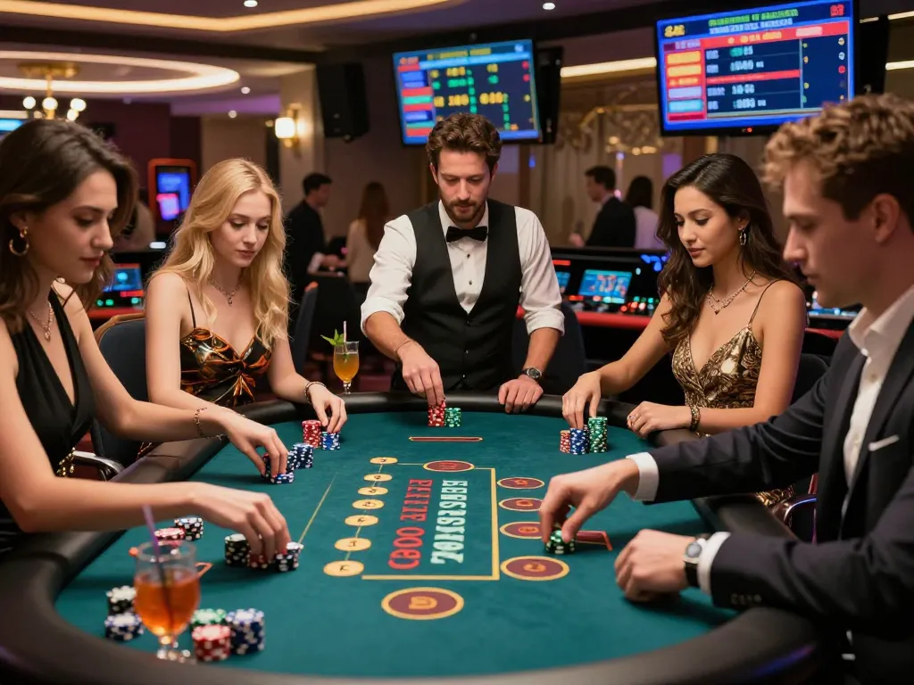 Exciting gambling moment at Onbet featuring Baccarat game, players intensely focused showcasing the gaming experience link vào onbet.