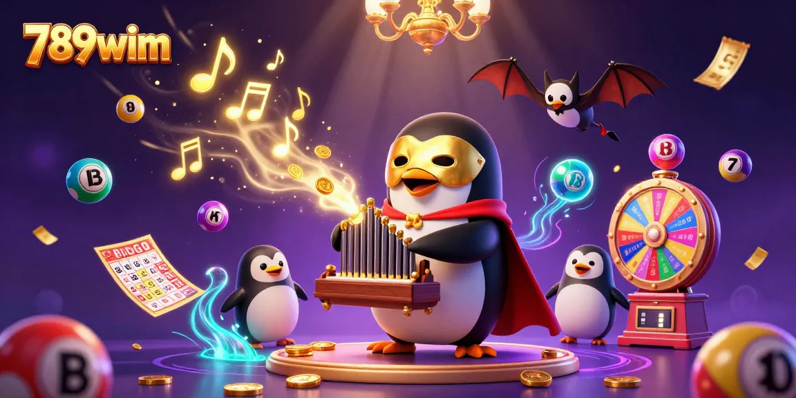 Experience the excitement of 789wim with colorful lottery balls and prizes in a festive casino scene.
