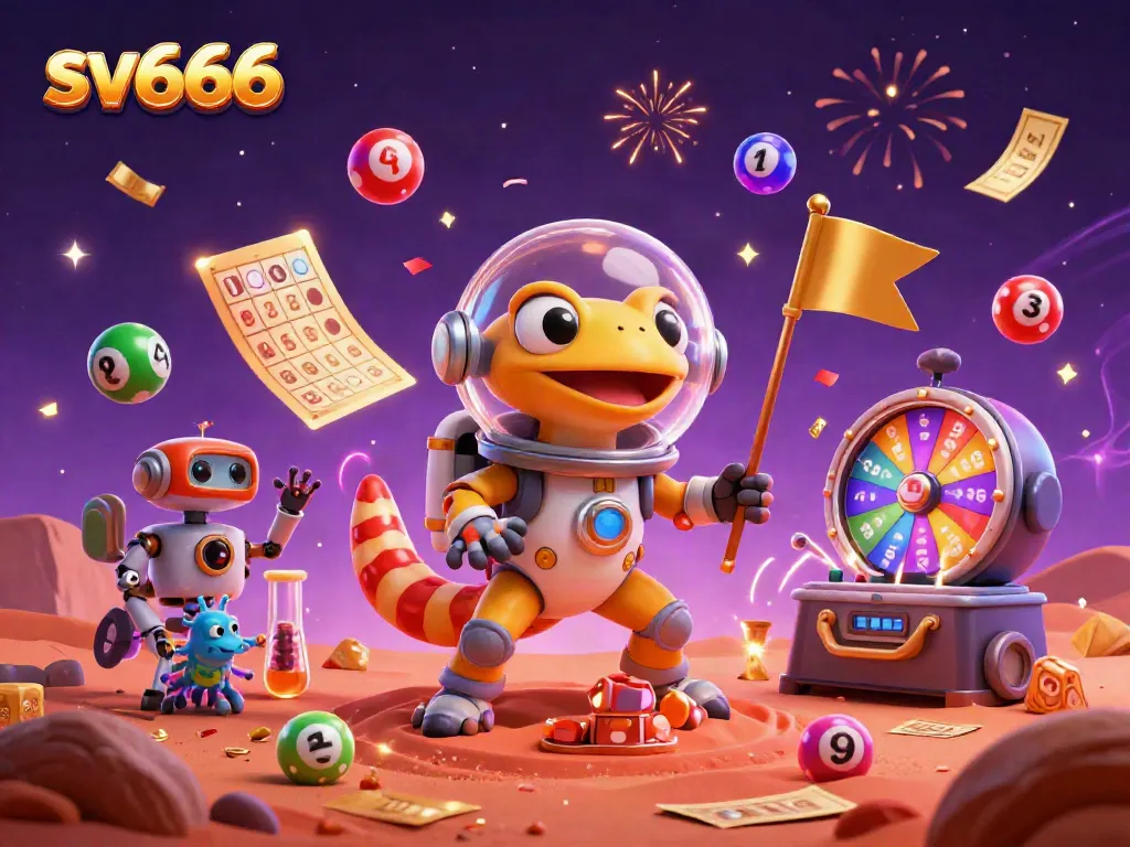 Experience exciting gambling adventures with sv666 in a vibrant, dynamic Martian casino scene.