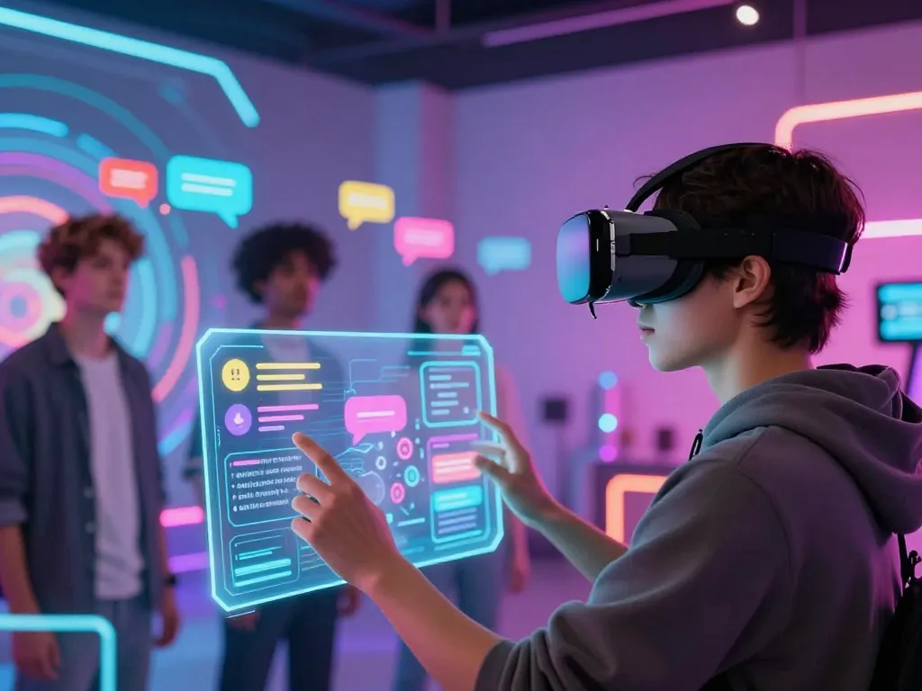 Engaging with lifelike AI characters in a virtual reality setup at Crush on AI.