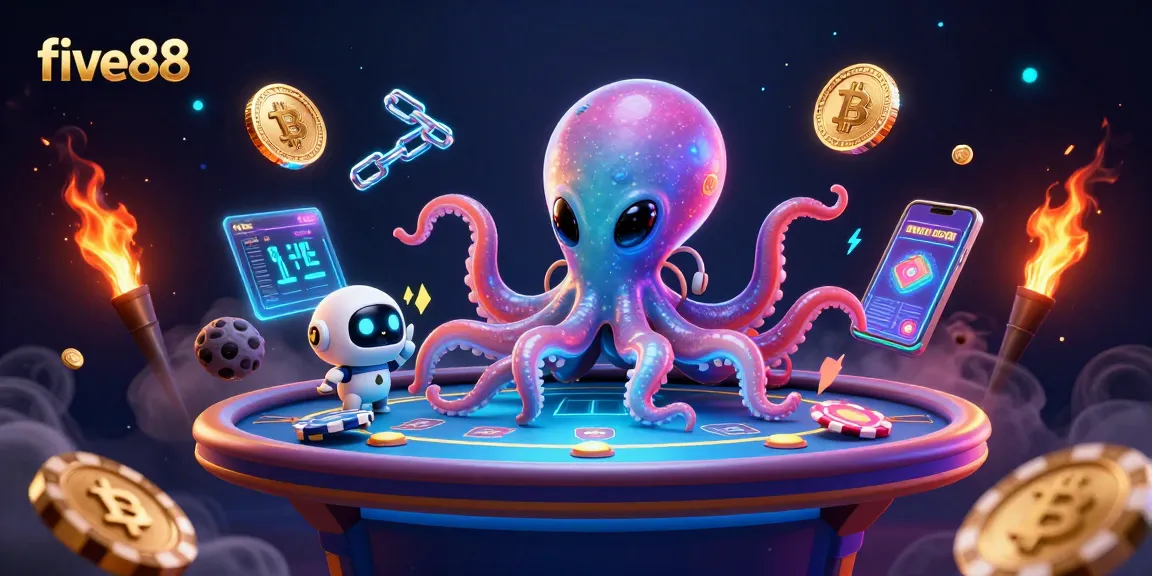 Join five88 for an exhilarating game experience at a holographic poker table with unique alien characters.