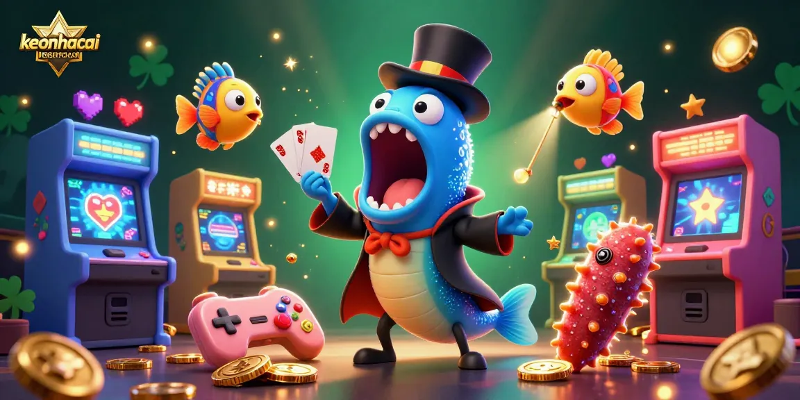 Engage with keonhacai's vibrant casino adventure featuring 3D characters in a magical scene.