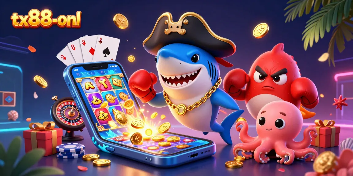 Engage with tx88-onl casino excitement through a vibrant scene featuring dynamic gaming elements and animated characters.