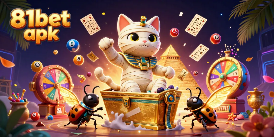 Engage with thrilling moments in 81bet apk as a cartoon mummy cat bursts from a casino sarcophagus.