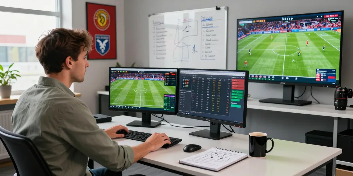 Expertly analyzing giải mã kèo nhà cái in a modern sports betting studio with live statistics and insights.