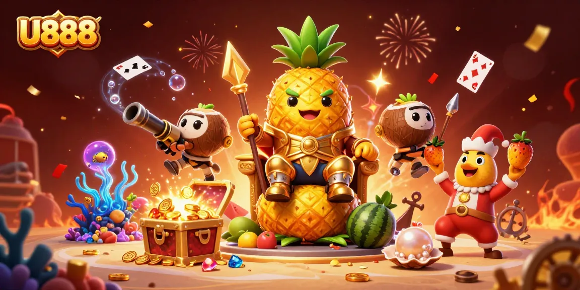 Experience the thrilling U888 gaming world with unique characters and vibrant casino elements.
