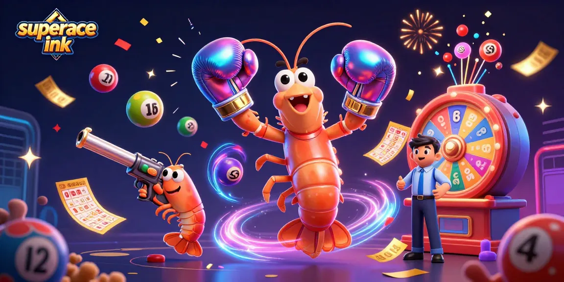 Celebrate wins with vibrant "superace ink" gaming action featuring lively lottery elements.