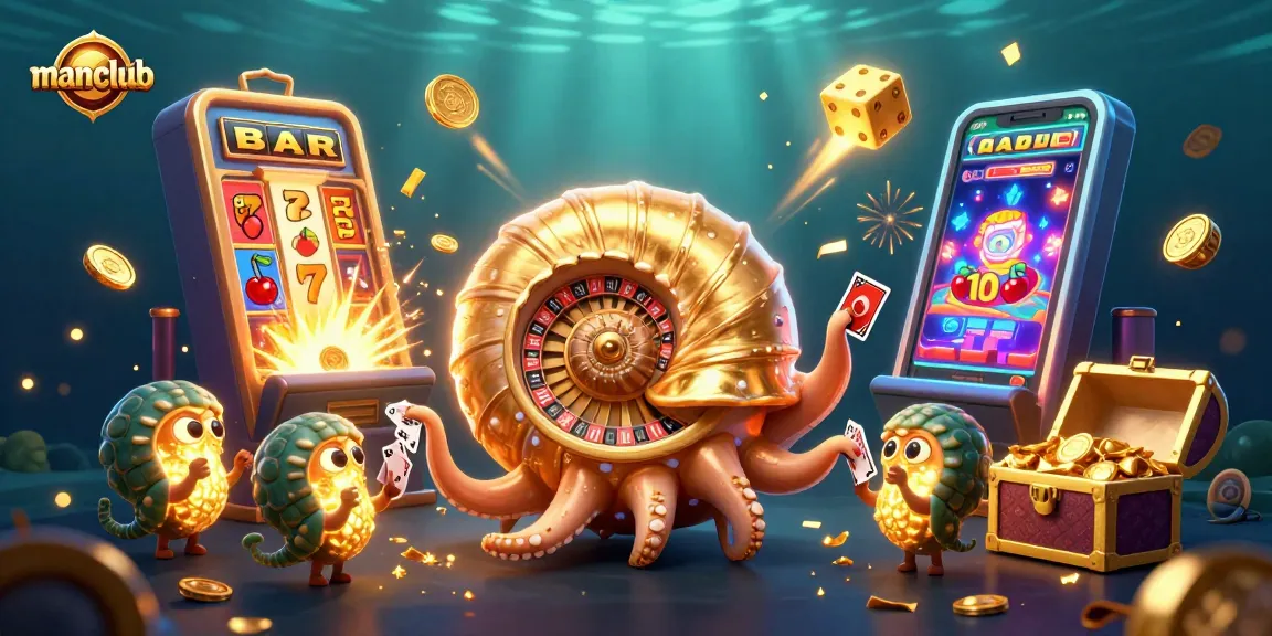 Experience the excitement of manclub with a 3D nautilus roulette and slot machine explosion.