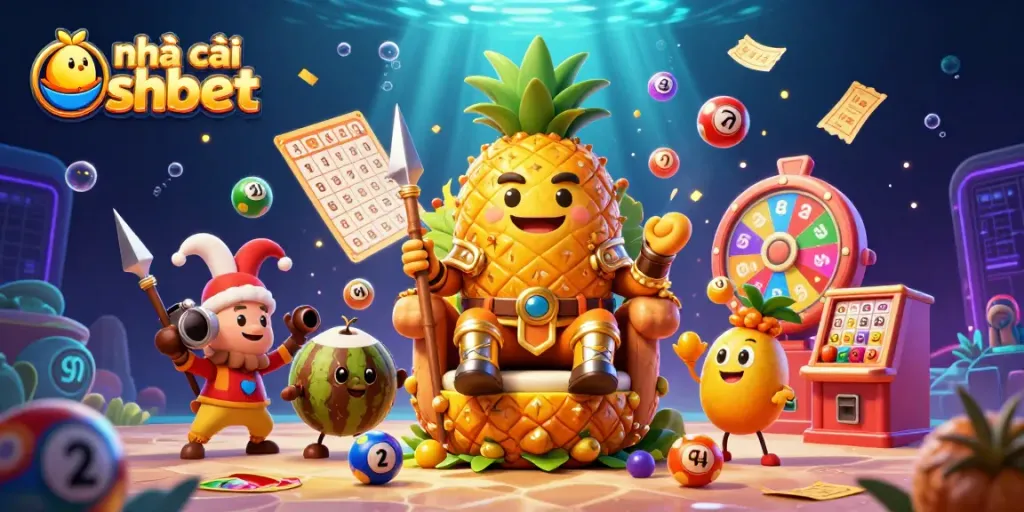 Engage with exciting gameplay at nhà cái shbet featuring vibrant lottery balls and a lively casino scene.