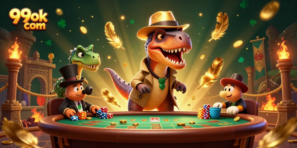 Experience 99ok com's vibrant casino scene with characters amidst thrilling games and rich symbols.
