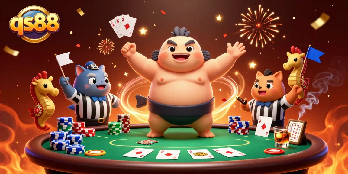 Engage with the dynamic qs88 casino scene featuring a fugu champion and poker excitement.