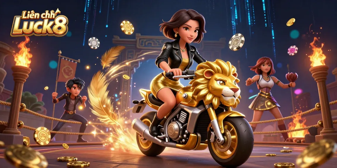 Experience the excitement of gambling with Liên hệ Luck8, featuring a dynamic scene of casino thrills.