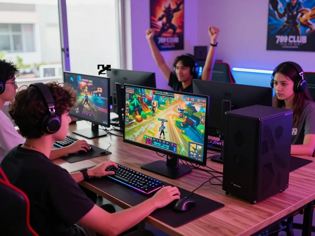 Players immersed in the vibrant 789 Club gaming experience in a modern setup.