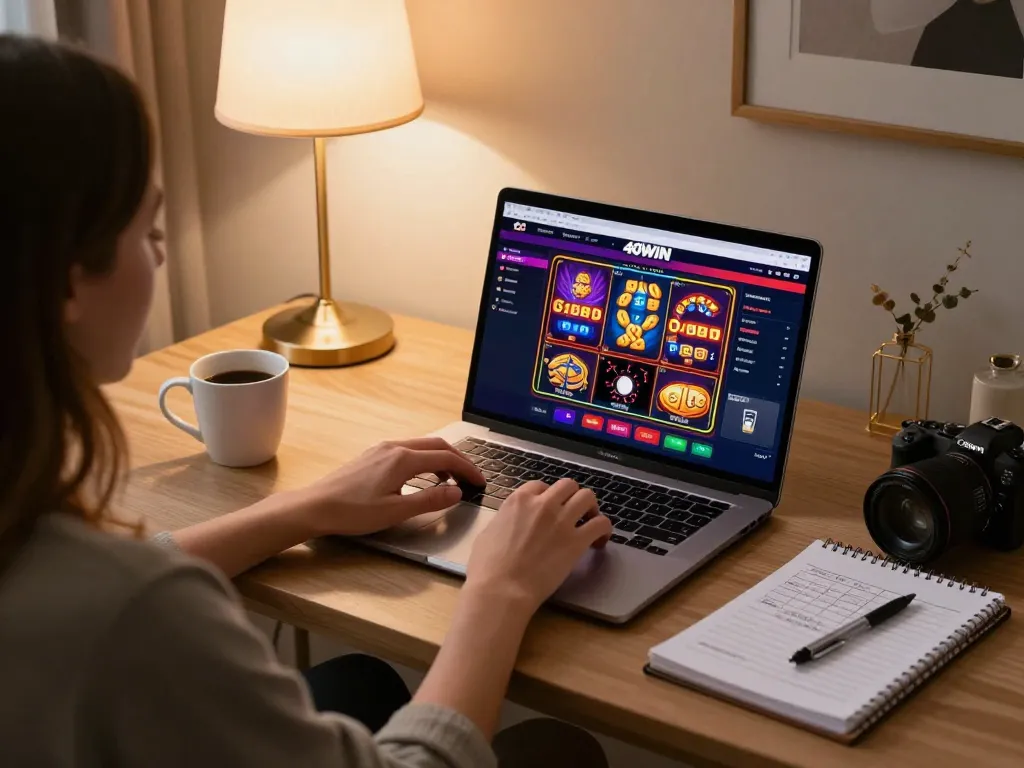 Engaging user playing with 40WIN online casino interface, showcasing strategic gambling experience.