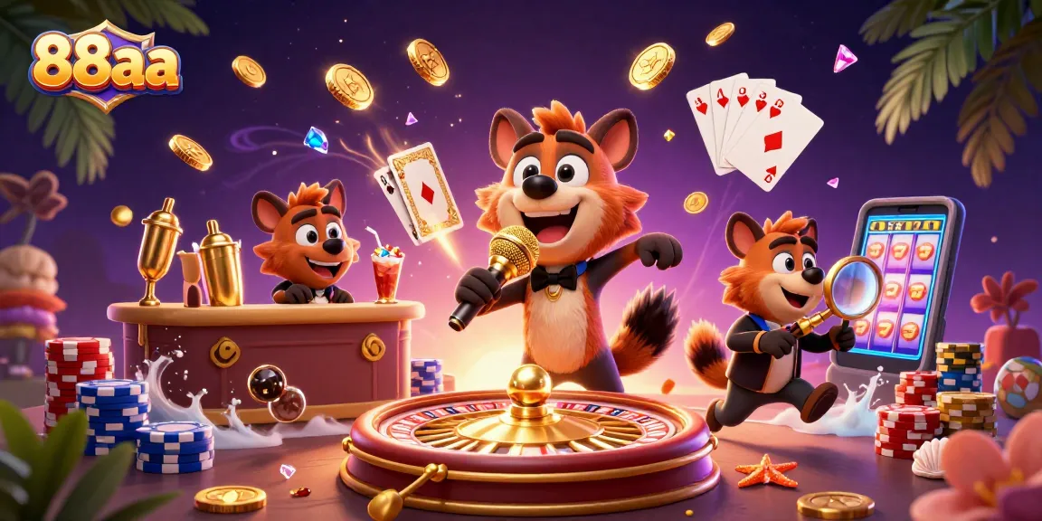 Experience the lively atmosphere at 88aa as hyenas entertain in a comedy casino.