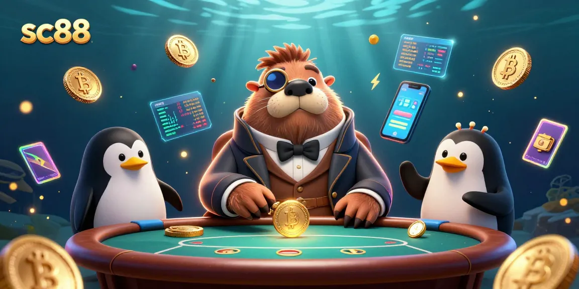 Experience thrilling gameplay at sc88 with a jolly walrus and exotic characters in an underwater poker scene.