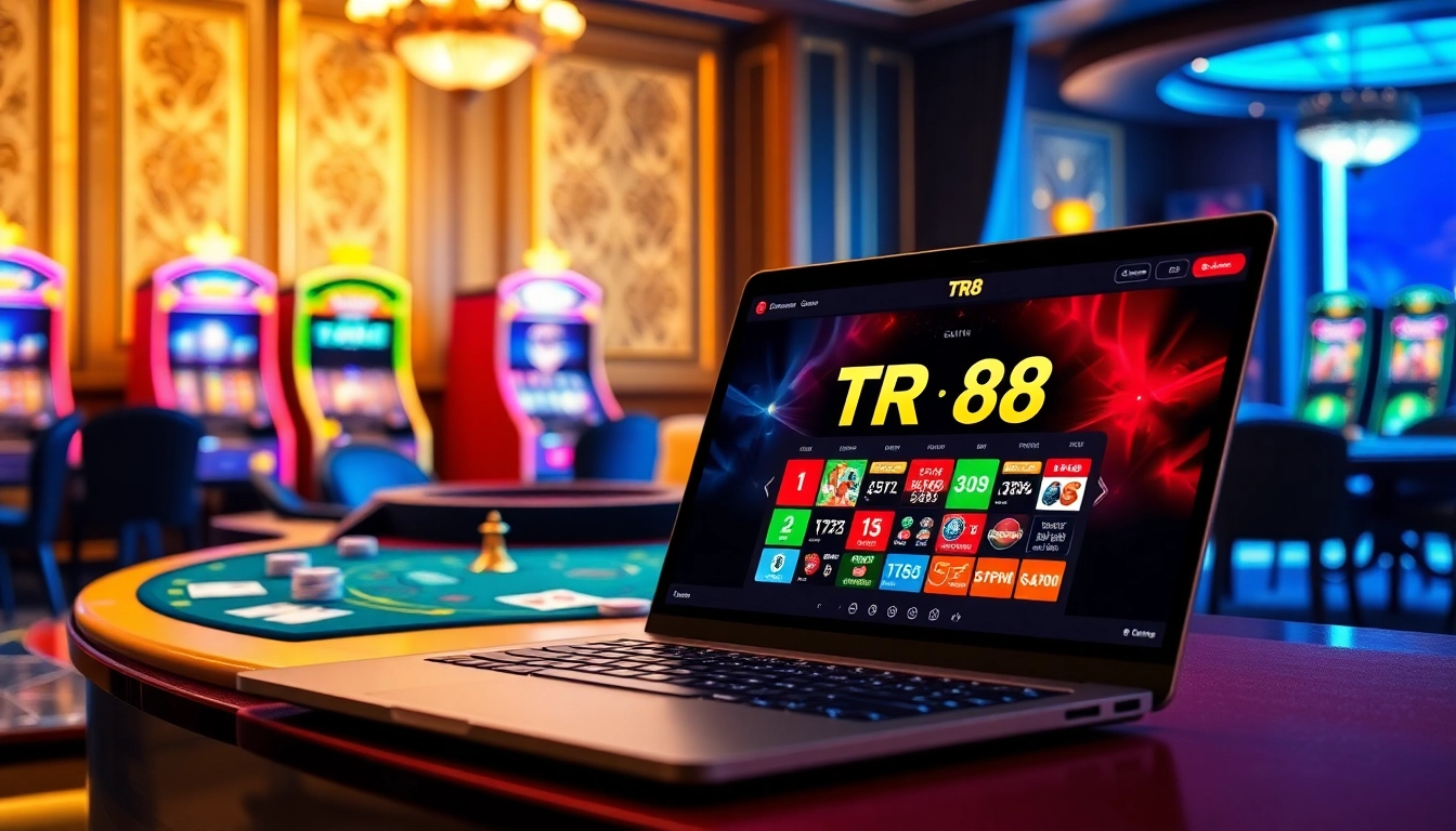 TR88 online gambling interface showcases vibrant casino tables and exciting gameplay.
