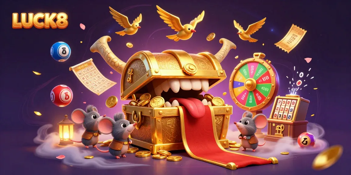 LUCK8 entices players with shimmering casino treasures and vibrant game elements amidst a magical atmosphere.