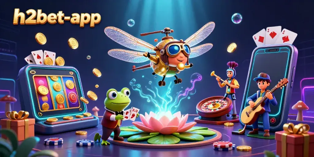 Experience engaging casino action with h2bet-app featuring a vibrant scene with characters and casino elements.