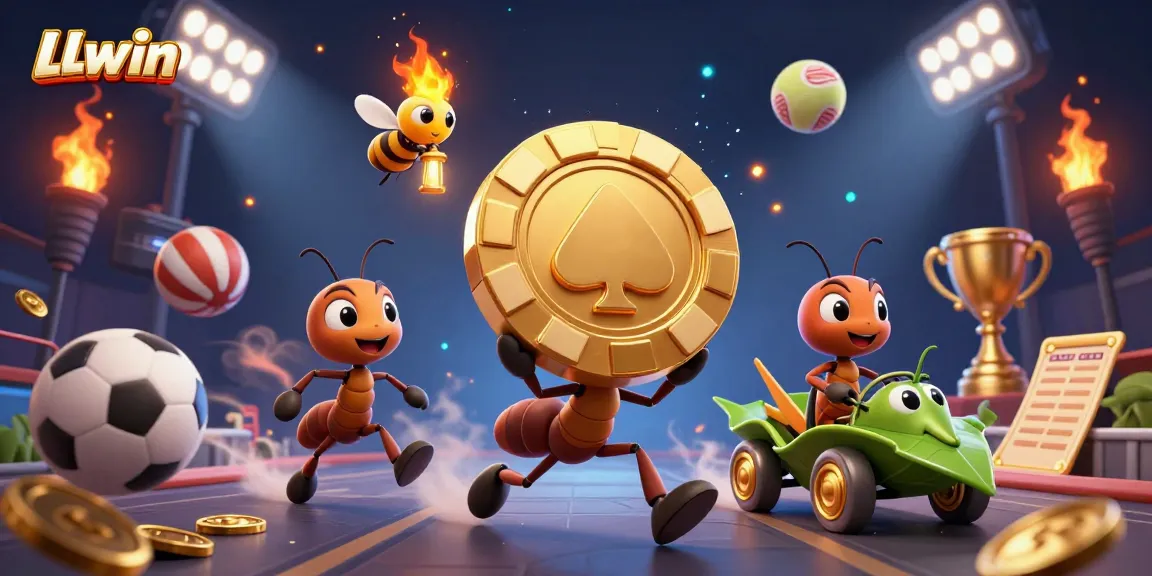 Experience the thrill of LLwin as cartoon ants facilitate an exciting heist in a vibrant casino-themed world.
