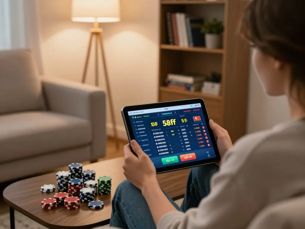 Player enjoying live betting on 58ff with engaging sports odds displayed on their tablet.