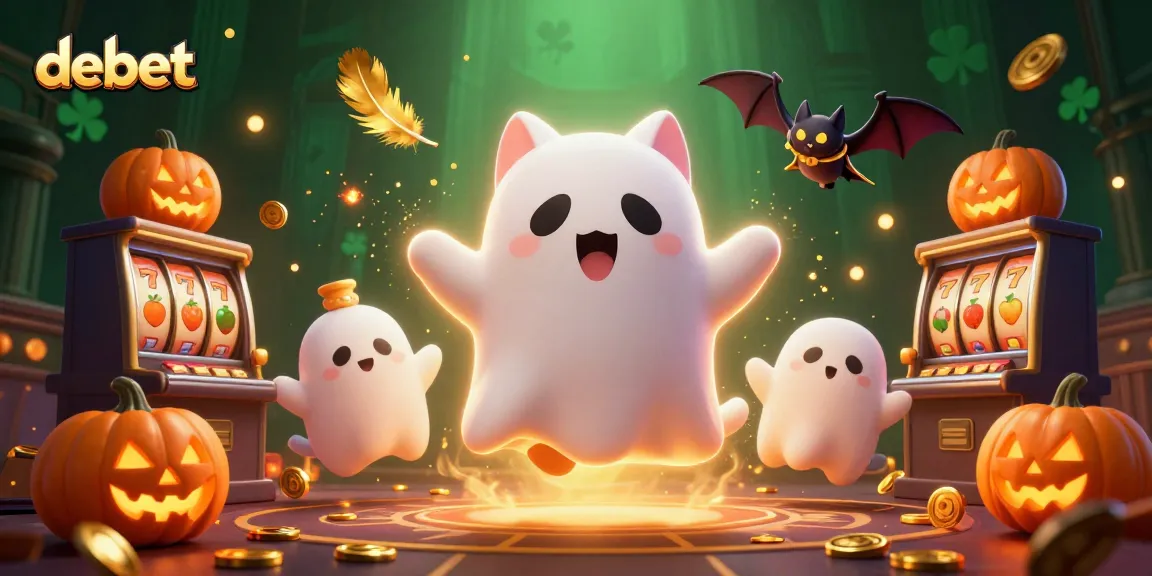 Engage with debet's thrilling gaming scene as the ghost cat dazzles in a vibrant casino ambiance.