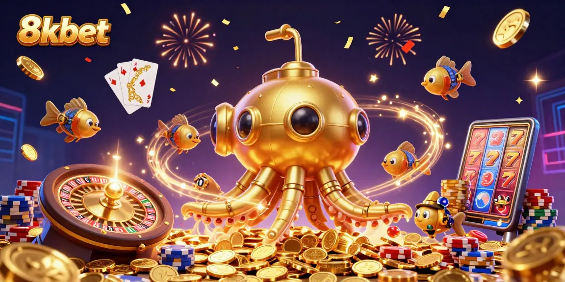 Experience exciting wins with 8xbet in a vibrant casino scene featuring golden treasures.