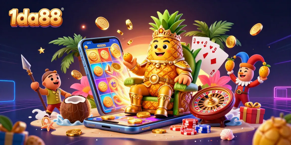 Experience thrilling gameplay with 1da88 - the golden pineapple king rules the beach casino!