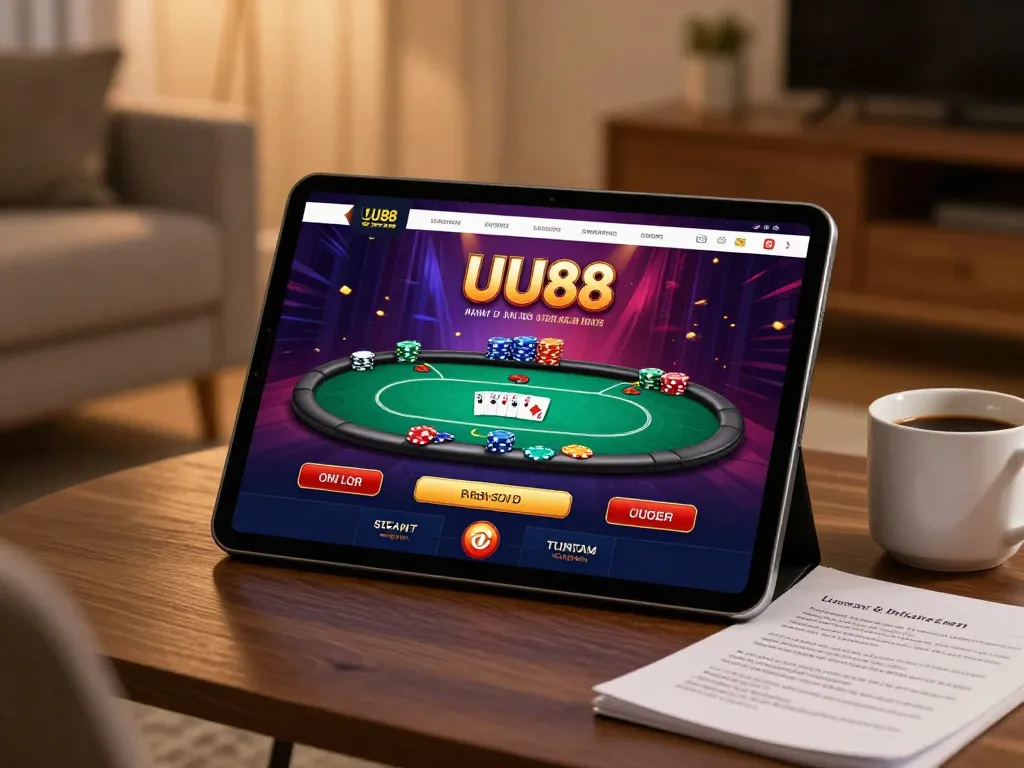 Players enjoying poker on UU88 platform in a cozy home setting, emphasizing online gambling