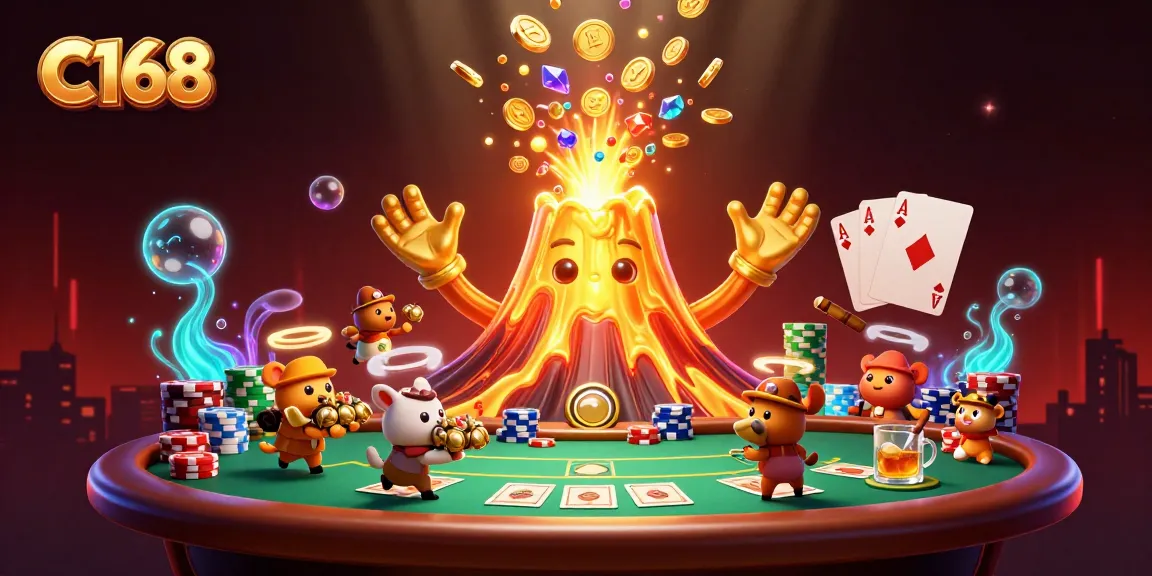 C168 offers thrilling gaming with a vibrant 3D scene of treasures in an exciting casino setting.