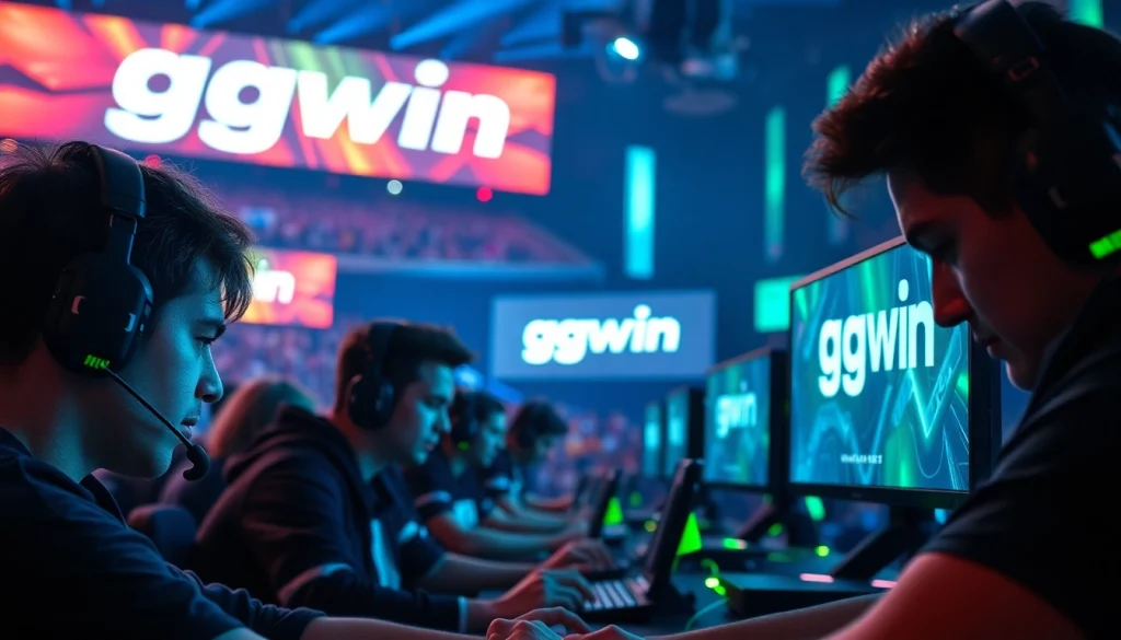 Gamers competing in a lively esports tournament representing ggwin.