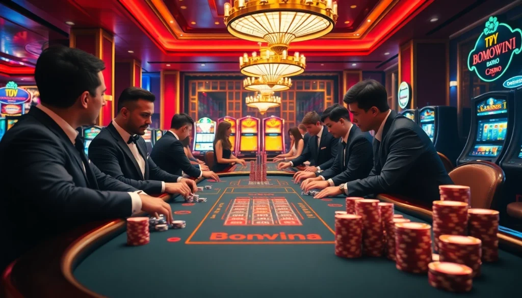 Experience the excitement of high-stakes gaming at a luxurious casino featuring bomwin themed elements.